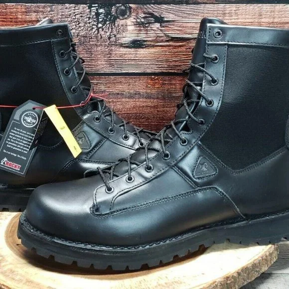 Rocky Portland Lace-to-Toe Waterproof Duty Boots - Black, Size 13 - Rugged & Waterproof For All-Day Wear